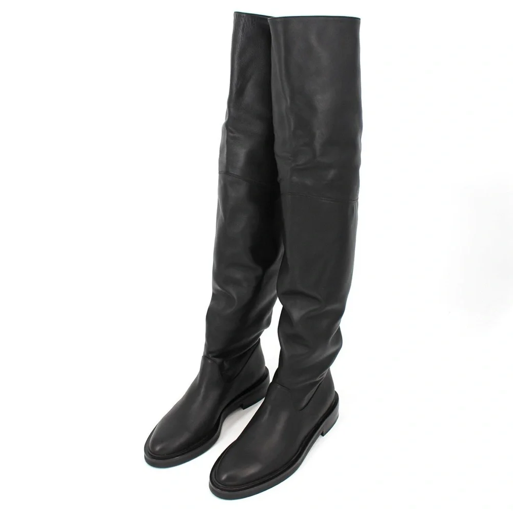 Tamara Mellon Black Nappa Tempest Over the Knee Boots 15mm Heels